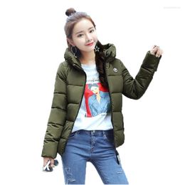 Women's Trench Coats European Fashion Youth Clothing Women Short Winter Jacket Student Warm Outwear Hooded Womens Cotton Clothes 242