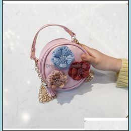 Party Favour Kids Designer Handbags Mini Bag Party Favour Flowers Round Girl Shoder Bags Women Coin Purses Brand Crossbody Small Walle Dhewu