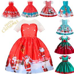 Girls Dresses 3 4 5 6 7 8 Year Christmas Xmas Eve Princess Gown Cartoon Birthday Clothes Children Snowman 221117