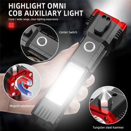 newst Multi-Use Car Safety Hammer LED Flashlight Window Breaker Cutter Car Escape Tool Mobile Power Alarm Rescue