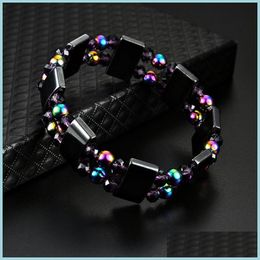 Beaded Rainbow Magnetic Hematite Bracelet Mtilayer Wristband Bangle Cuffs Jewelry Women Bracelets Mens Fashion Drop Delivery Dh2Vz