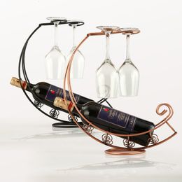 Tabletop Wine Racks Creative Metal Rack Hanging Glass Holder Bar Stand Bracket Display Decor 221118