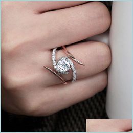 Cluster Rings Cubic Zirconia Diamond Ring Separation Engagement Wedding Rings Women Fashion Jewellery Drop Delivery Dhkgk