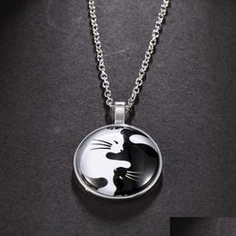 Pendant Necklaces New Animal Statement Necklace For Women Fashion Woman Men Yin Yang Cat Pendant Choker Necklaces Jewellery Gift With Dhjqy