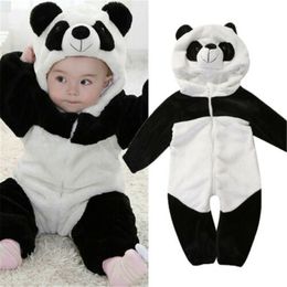 Rompers 0-36months born Baby Clothes Keep Warm Winter Jumpsuits Overall Panda Animal Hooded Boy Romper Girl Pyjamas 221117