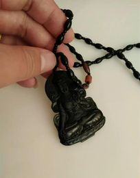Pendant Necklaces Free Certificate Of Natural Myanmar JADESt Black Guanyin Necklace Men's And Women's Jewellery Gifts