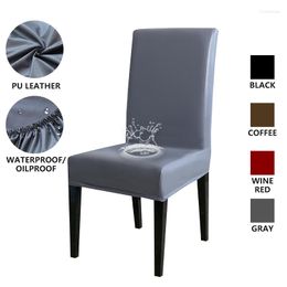 Chair Covers PU Leather Cover Spandex Waterproof Oilproof Banquet El Housse De Chaise