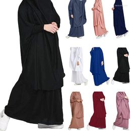 이드 후드 이슬람 여성 Hijab 드레스 민족 의류기도 의류 Jilbab Abaya 긴 Khimar 라마단 가운 Abayas 스커트 세트 이슬람 의류 Niqab