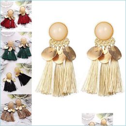 Dangle Chandelier Bohemia Line Tassel Earrings Gold Coin Stud Dangle Chandelier Fashion Jewellery For Women Drop Delivery Dhwv9