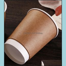 Disposable Cups Straws Disposable Takeaway Packing Paper Cups Double Deck Heat Insation Milk Tea Coffee Kraft Papers Opening Cerem Dhhsm