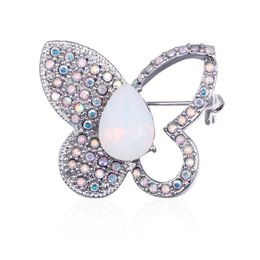 Pins Brooches Pins Brooches Shiny Crystal Butterfly Insect For Women Black Rhinestone Opal Brooch Womens Accessories Jewellery Girls Dhkyf