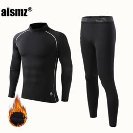 Men's Thermal Underwear Aismz Winter Boy Men Warm First Layer Man Sport Rashgard Fleece Compression Second Skin Long Johns 221117