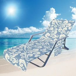 Chair Covers Cloud Wave Microfiber Beach Towel Summer Cover Holiday Garden Swimming Pool Lounger Chairs With Storage Pocket