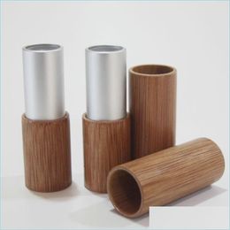 Storage Bottles Jars 4G Empty Bamboo Lipstick Tube Lip Gloss Filling Balm Tubes Cosmetic Packaging Material Drop Delivery Home Gar Dh6Rn