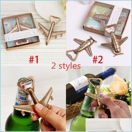 Other Festive Party Supplies Helicopter Aeroplane Beer Bottle Opener Antique Alloy Plane Shape Wedding Gift Party Favours Kitchen Ba Dh7H4