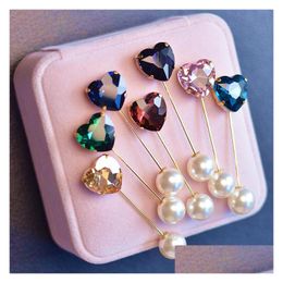 Pins Brooches Pins Brooches Fashion Colorf Rhinestone Simple Heart Brooch Vintage Hijab And Clothes For Women Gift 3Pcs Drop Delive Dhnhe