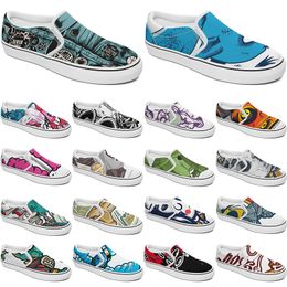 Custom Shoes Slip-on Canvas Shoe Customised Sneakers Men Women Blue Red Green Classic Custom Comfortable Low Platform Sneaker color45