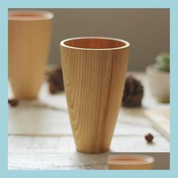 Mugs New Original Wooden Cup Wood For Water Beer Coffee Drinkware Cups In Teacups Drop Delivery Home Garden Kitchen Dining Bar Dheon