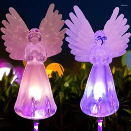 Spring Artificial Angel Solar Garden Beacon Colour Changing LED Lamp Outdoor Waterproof Lights For Yard Lawn