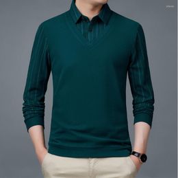 Men's Sweaters Autumn Winter Solid Colour Warm Double-sided Undershirt Long-sleeved T-shirt Lapel False Two
