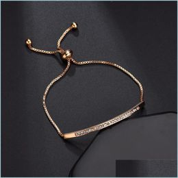 Charm Bracelets Adjustable Pl Diamond Bracelet Crystal Gold Chains Women Bracelets Bangle Cuff Wedding Gift Fashion Jewellery Drop Deli Dhvh8