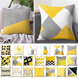 Pillow Case 45cm High Quality Yellow Cushion Cover Pineapple Leaves Sofa Pillowcase Plush For Home Decor