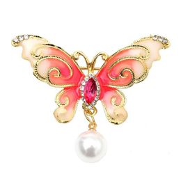 Pins Brooches Pins Brooches Enamel Rhinestone Large Butterfly For Women Elegant Colorf Insect Vintage Fashion Beautif Good Gift Dro Dhwzh