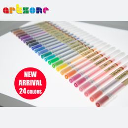 Gel Pens Creative 24 Pcs Colored Pen 0.5mm Color Ink Japanese Style Writing Fine liner Coloring Drawing Art Supplies 221118