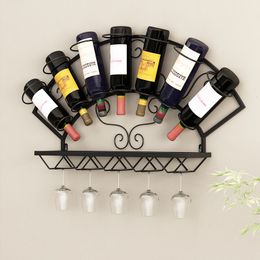 Tabletop Wine Racks Rack Wall-mounted Creative Simple Wall Hanging Holder Personality Support European Retro Iron Art Display Cabinet 221118