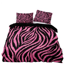 Bedding sets American Style Set 240x220 Pink Leopard Pattern Duvet Cover with Pillowcase Single Double King Comforter Bed 221117