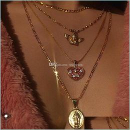 Pendant Necklaces Goddess Heart Angel Mtilayer Necklace Gold Chains Chokers Women Necklaces Fashion Jewelry Gift Drop Delivery Pendan Dh2Po
