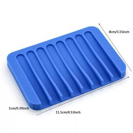 Multicolor Water Drainage Anti Skid Soap Box Silicone Dishes Bathroom Soaps Holders Case Home Bathroom Supplies 16 Colours