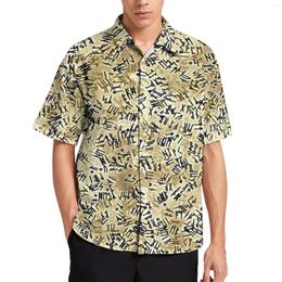 Men's Casual Shirts Abstract Letters Print Shirt Men Endless Chatter Hawaiian Retro Blouses Short Sleeves Oversize