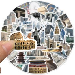 65Pcs World Famous Building Stickers Non-Random For Car Bike Luggage Sticker Laptop Skateboard Motor Water Bottle Snowboard wall Decals Kids Gifts