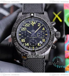 Night Mission Miyota Quartz Chronograph Mens Watch V13317101B1X1 PVD Steel Black Dial Yellow Number Markers Rubber Strap Stopwatch Watches Swisstime C142D4
