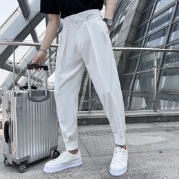 Mens Pants Social Masculina Summer Business Casual Elastic Waist Drape Suit For Men Clothing Loose Office Joggers Trousers 221117