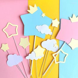 Party Supplies 5PCs Happy Birthday Cake Toppers Crown Stars Cloud Cupcake Topper Flags For Wedding Kids Decoration