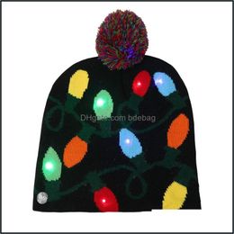 Christmas Decorations Christmas Decorations Led Party Hat Xmas Tree Snowman Snowflake Styles Knitting Beanie Fashion Glowing Caps Ar Dhyjk