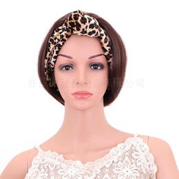 Women's Wigs 2022 Leopard Scarf Short Straight Hair Rose Net Chemical Fibre Head Cover