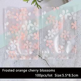 Gift Wrap 100pcs/lot Cookies Bag Handmade Transparent Falling Orange White Flower Homemade Baking Biscuit Party Supplies Candy