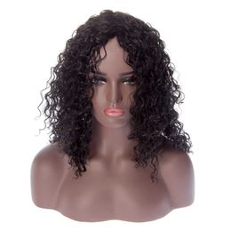 Women's Wigs Cover Black Small Curly Hair Chemical Fibre Matte High Temperature Silk Simulated