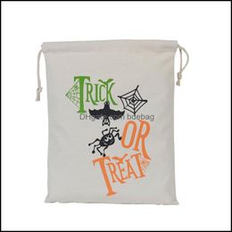 Christmas Decorations Halloween Candy Bags Gift Decorations Sack Treat Or Trick Pumpkin Printed Canvas Hallowmas Christmas Party Fes Dh31C