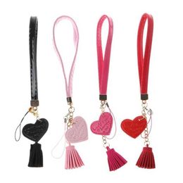 1PC Cell Phone Straps Charms Love Heart Tassel Hand Wrist Lanyard Strap String for i 7 8 X 6 Samsung Xiaomi Camera USB Flash Drives Keychains Y2211