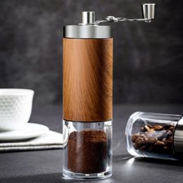 Manual Coffee Grinders Portable Wood Grain Bean Stainless Steel Crank Handmade Mill Kitchen Tool 221118