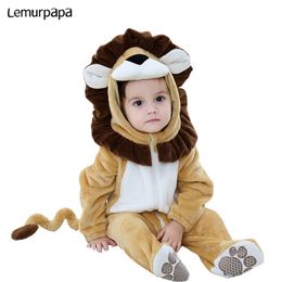 Rompers Anime Infant Baby Clothes 0-3Y Toddler Boy Girl born Cartoon Onesie Pyjamas Zipper Flannel Warm Costume 221117