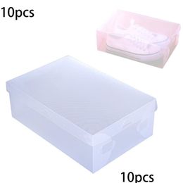 Storage Baskets 10Pcs Clear Transparent Plastic Shoe Box Storage Boxes Foldable Shoes Case Holder Shoebox Organiser Drop Delivery Ho Dhu2S