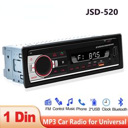 JSD-520 Car Radio 1Din FM MP3 Player Audio Stereo AUX Input USB/SD Charging Function with Remote Control In Dash Music