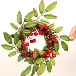 Decorative Flowers 2 Sizes Excellent Xmas Rattan Wreath Pendants Bright-colored Christmas Ornament Delicate Home Decor