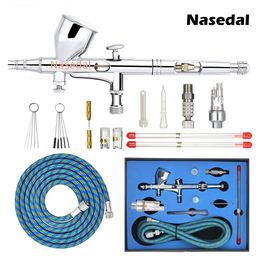 Spray Guns Nasedal Gravity Dual-action Mini 9cc Airbrush Paint Nail Gun Makeup Set Face Tattoo Art DIY Tool 0.2mm/0.3mm/0.5mm 221118