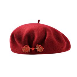 Hats for Women Caps Beret Wool Hat Big Size Winter Women's Hat Solid Luxury Casual Outdoor Red Black Green Berets